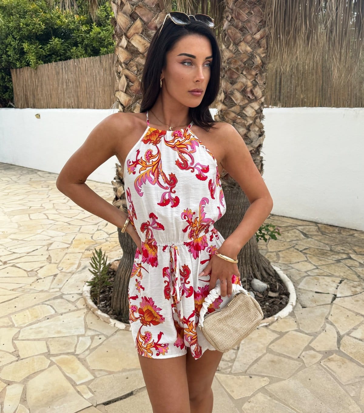 AX Paris Women's Multicoloured Floral Drawstring Playsuit AX Paris New Look - 1
