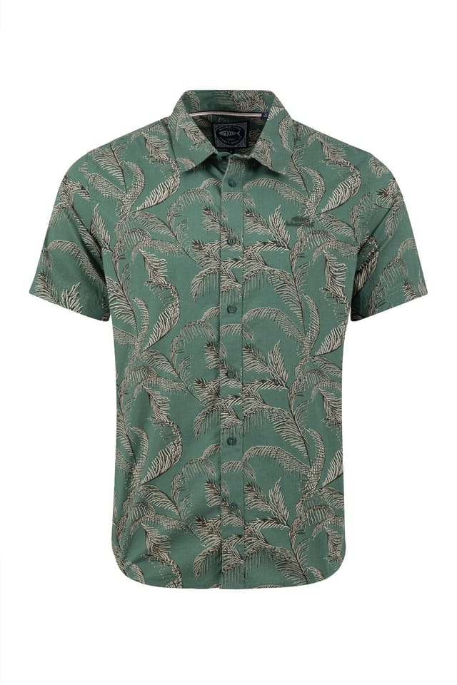 Weird Fish Weird Fish Men's Avondale Short Sleeve Printed Shirt in Green - 2