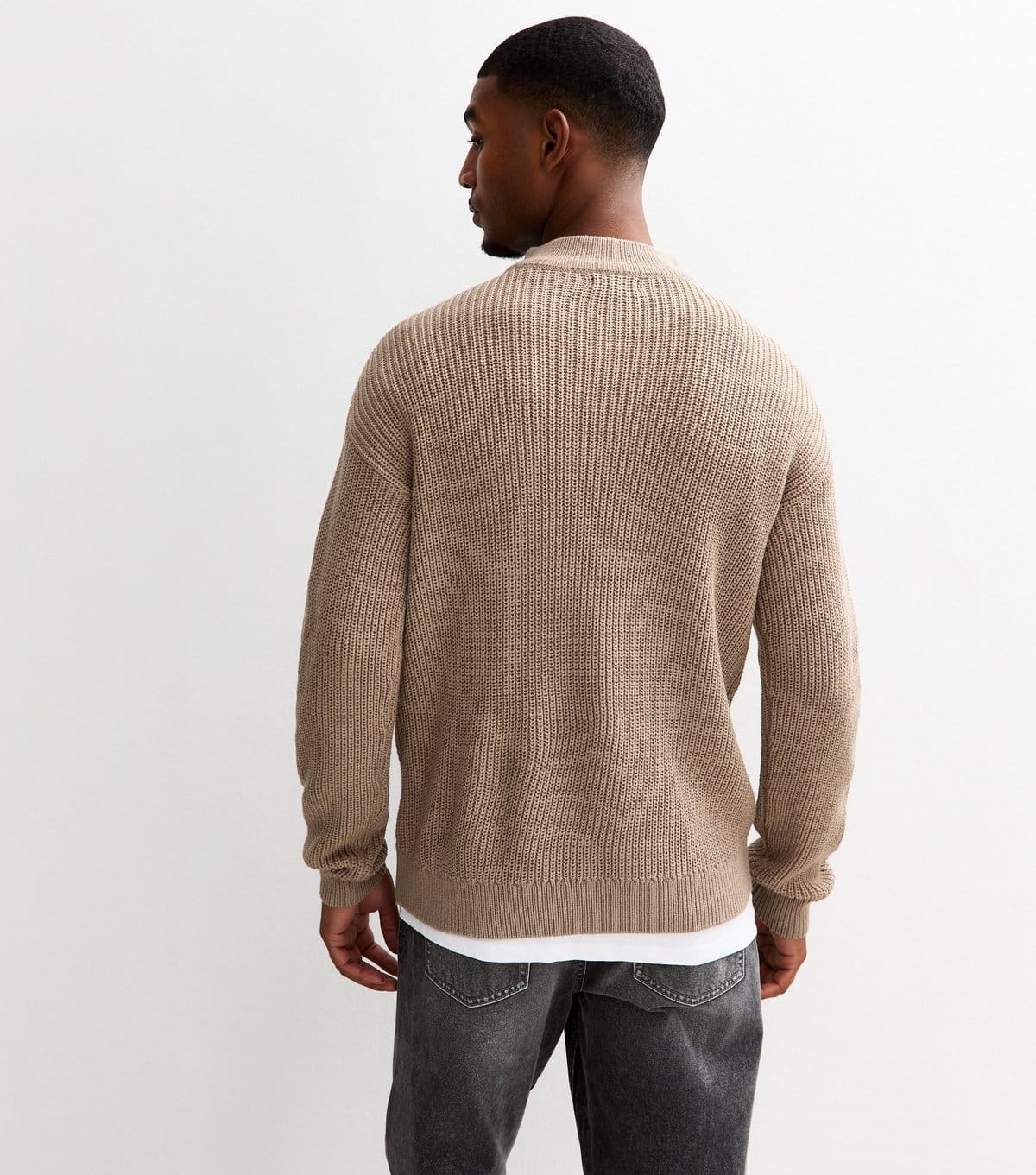 New Look Men's Mink Regular Quarter Zip Funnel Neck Jumper New Look - 4