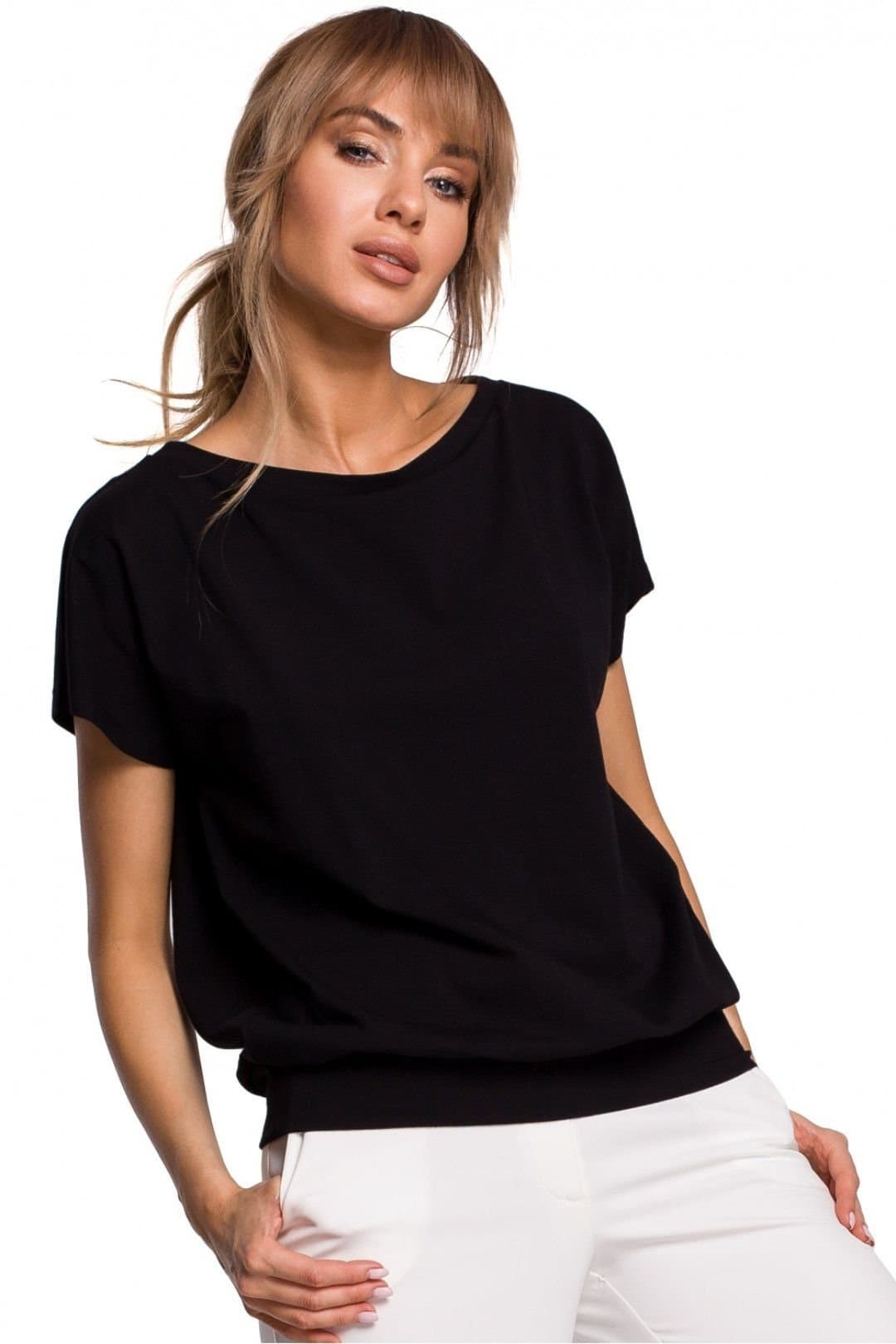 Love Lace Love Lace Women's Loose Fit Airy Blouse with Overlap Back in Black