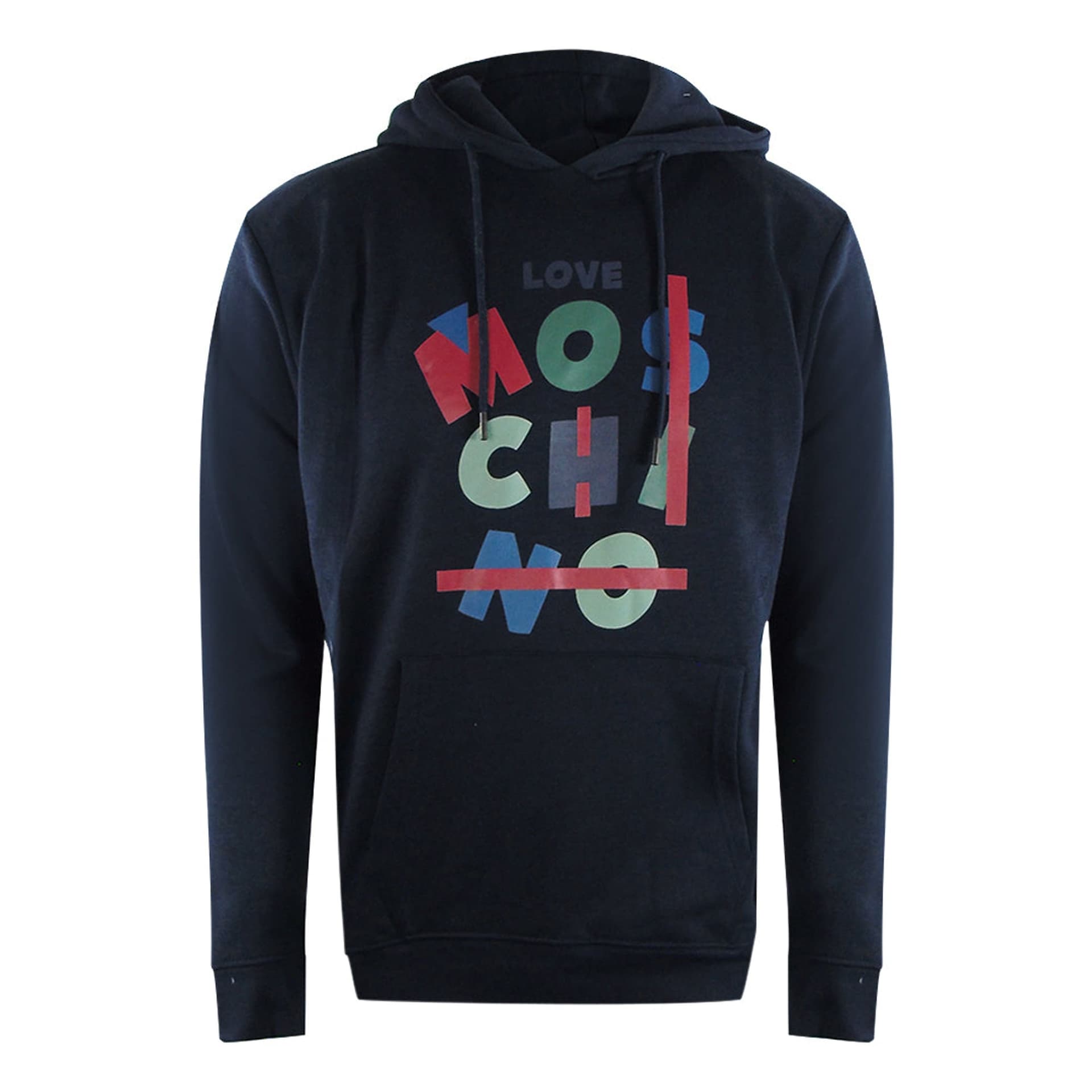 Love Moschino Love Moschino Men's Long Sleeve Hooded Relaxed Fit Hoodie in Navy