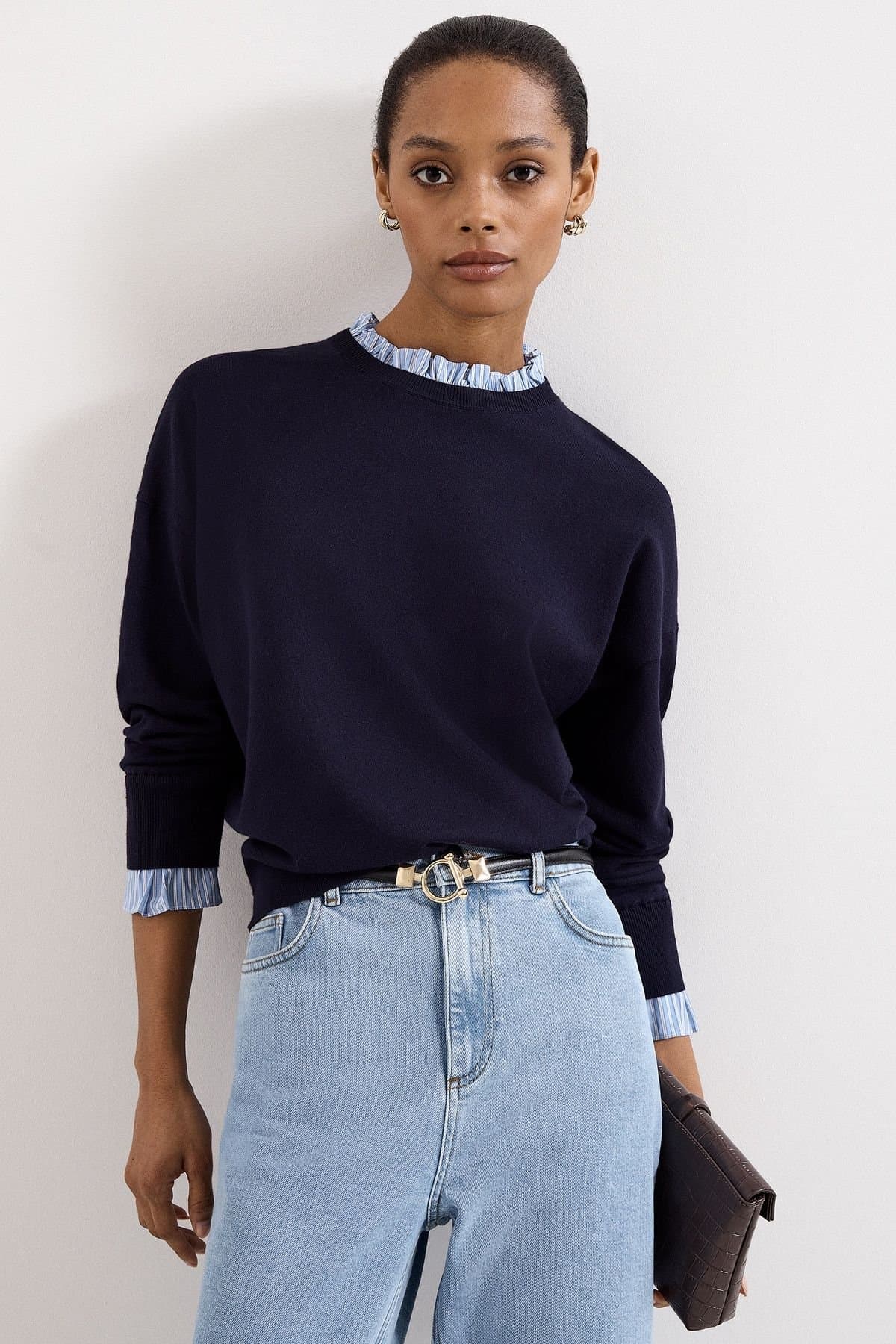 Phase Eight Phase Eight Women's Knit Jumper, Soft-Feel Draped Silhouette in Dark Navy