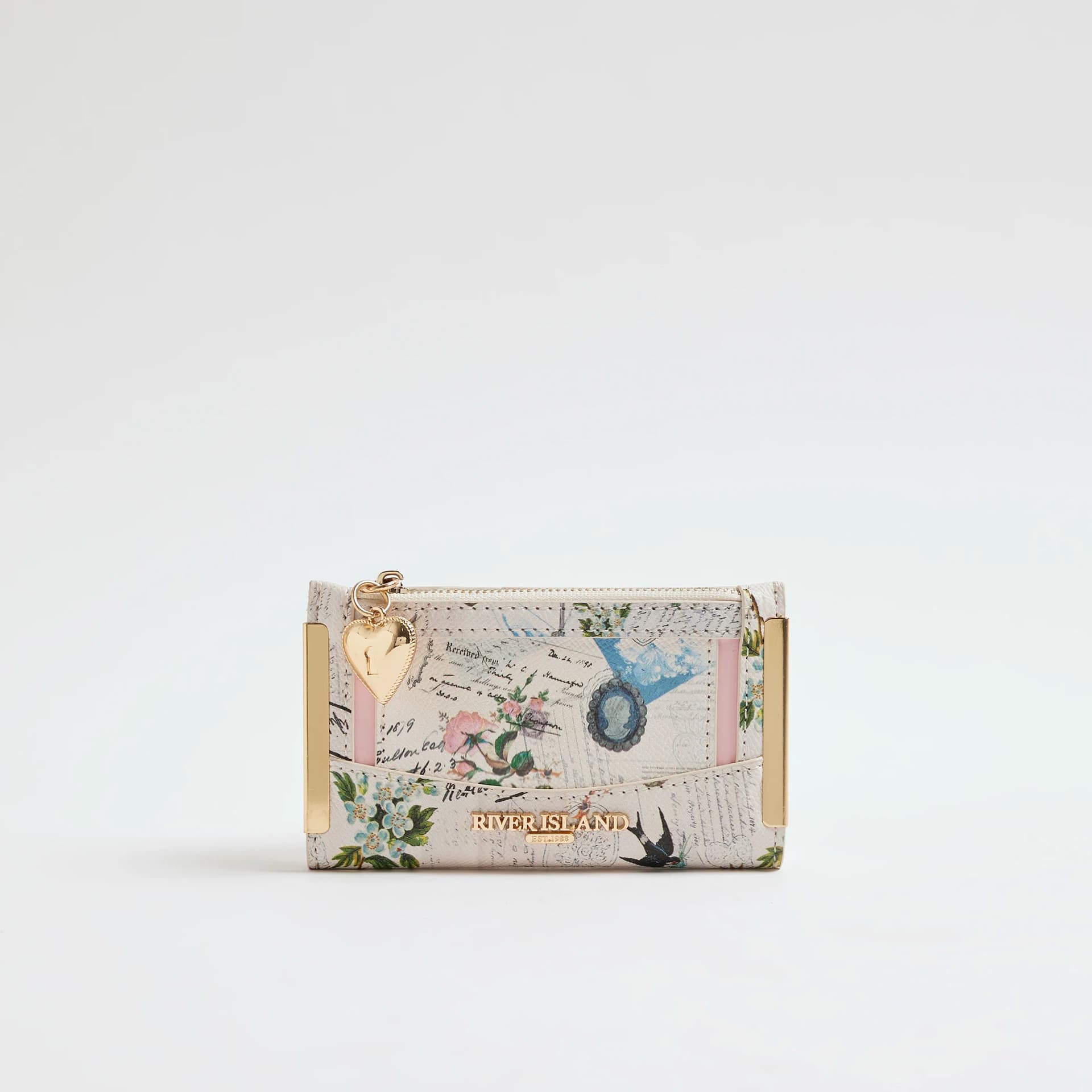 River Island River Island Womens Cream Postcard Print Purse