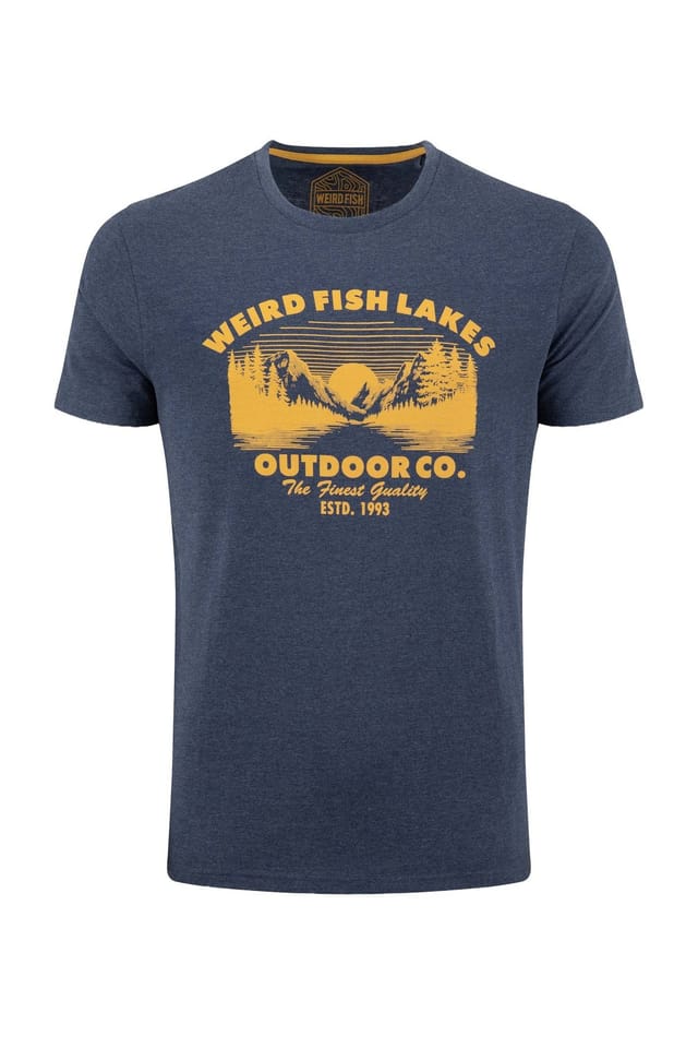 Weird Fish Weird Fish Men's Lakes Front Print Graphic T-Shirt in Dark Blue - 2