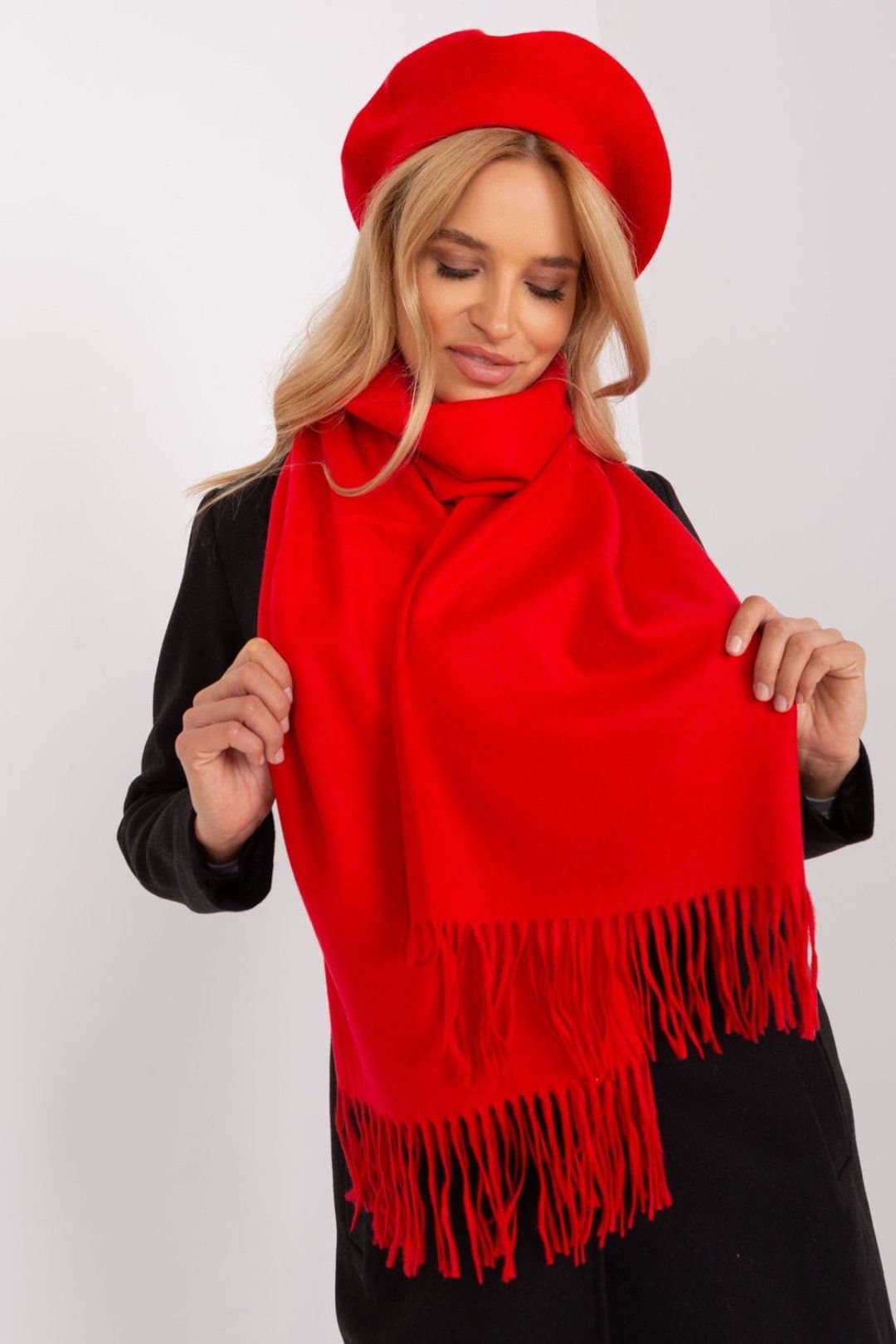 Love Lace Love Lace Red Extra Cozy Warm Long Scarf With Tassels