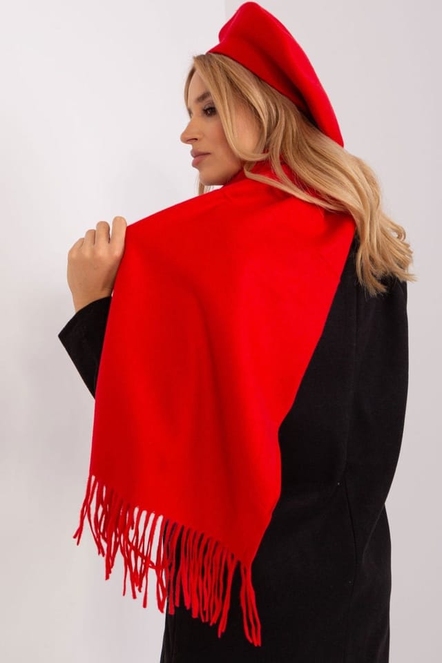 Love Lace Love Lace Women's Extra Cozy Warm Long Scarf With Decorative Tassels For Winter in Red - 3
