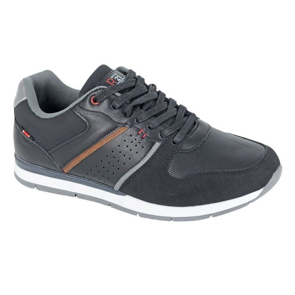 R21 R21 Men's Contrast Detail Lace Up Trainers in Black