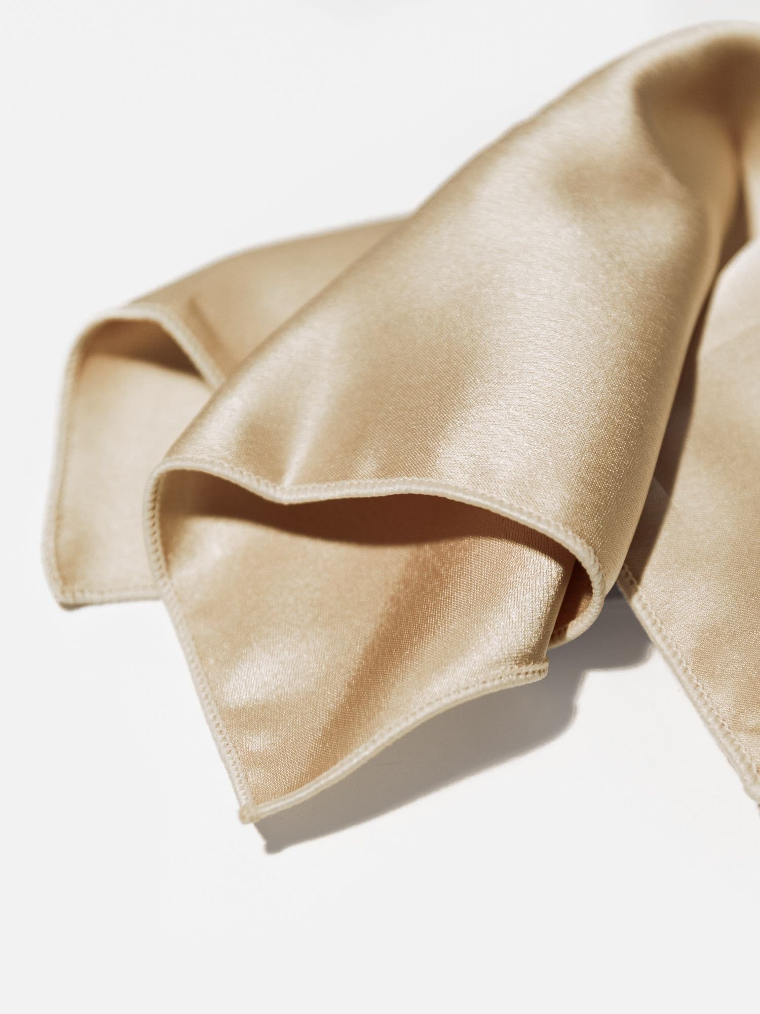 Maya Deluxe Maya Deluxe Men's Satin Bow Tie Pocket Square Set in Nude - 4