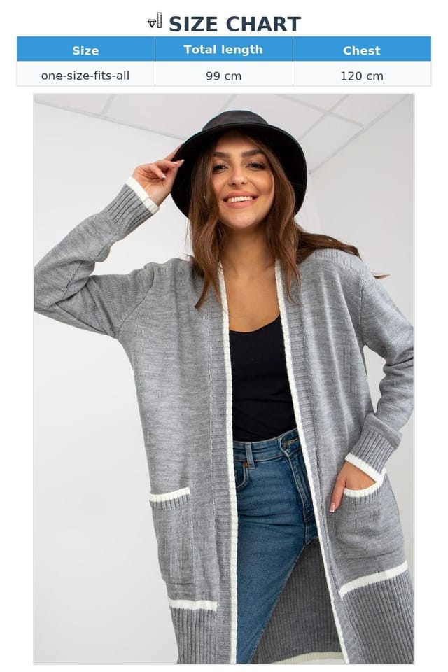 Love Lace Love Lace Women's Long Sleeve Open Front Cardigan with Pockets Style 170765 in Grey - 3
