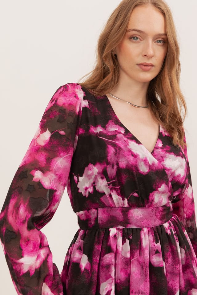 Lovedrobe Lovedrobe Women's Long Sleeve Faux Wrap Mini Dress - 3