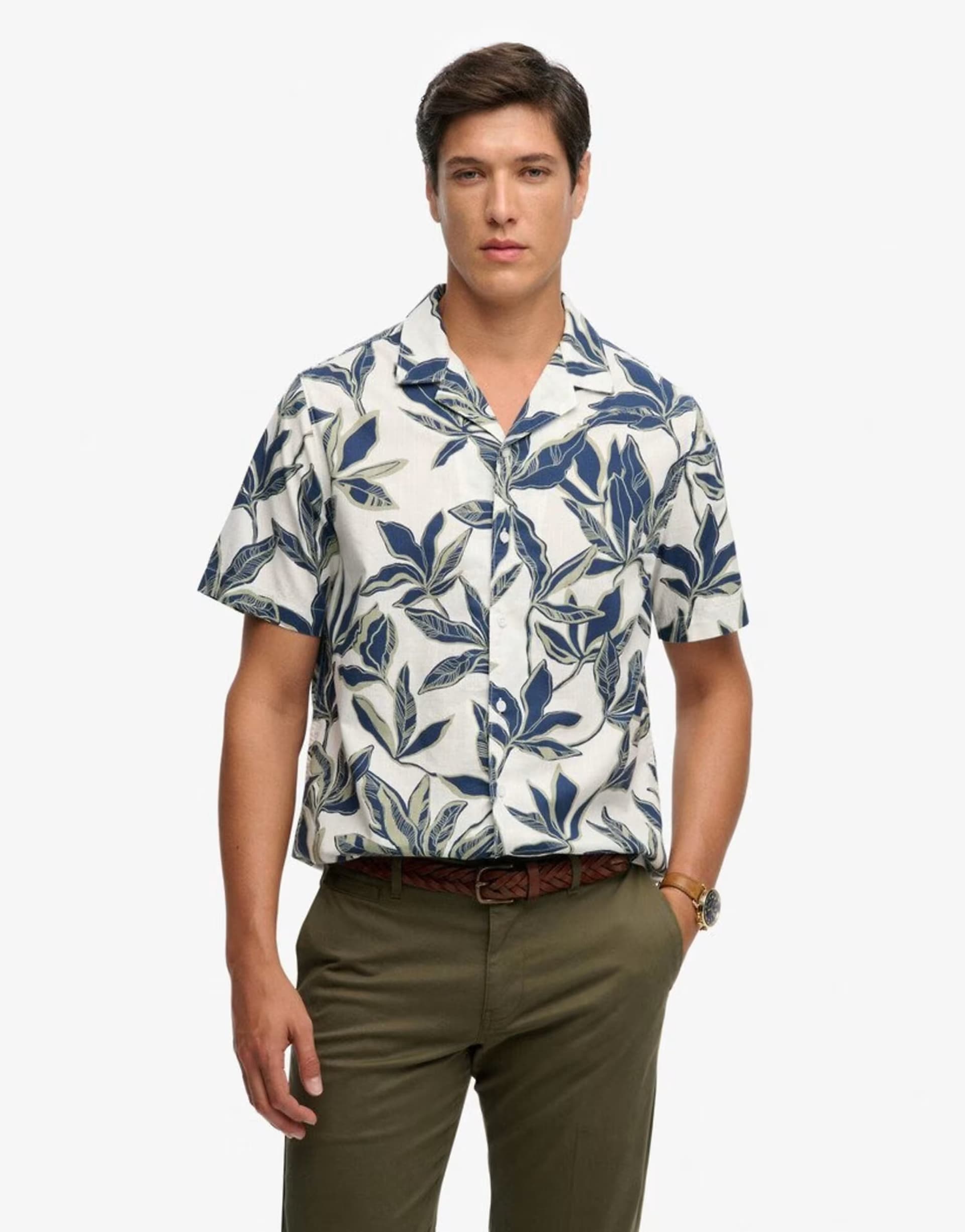 ASOS Superdry Cabana poolside short sleeve shirt in banana leaf ecru