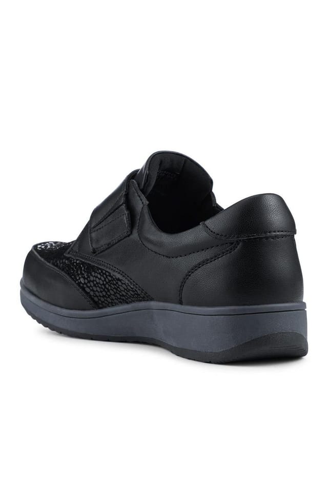 Pavers Pavers Women's Wide Fit Coated Leather Adjustable Monk Shoes in Black - 3