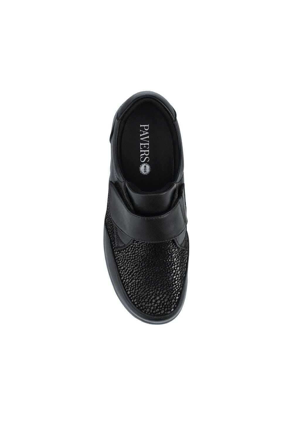 Pavers Pavers Women's Wide Fit Coated Leather Adjustable Monk Shoes in Black - 4