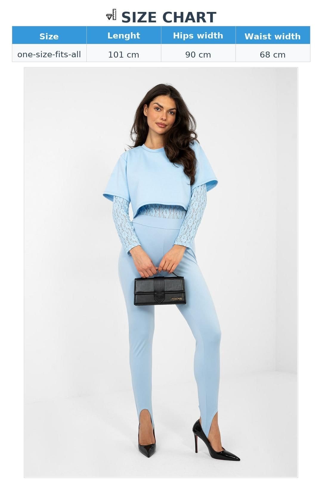 Love Lace Love Lace Women's Everyday High Waist Long Leggings with Heel Fold in Blue - 4