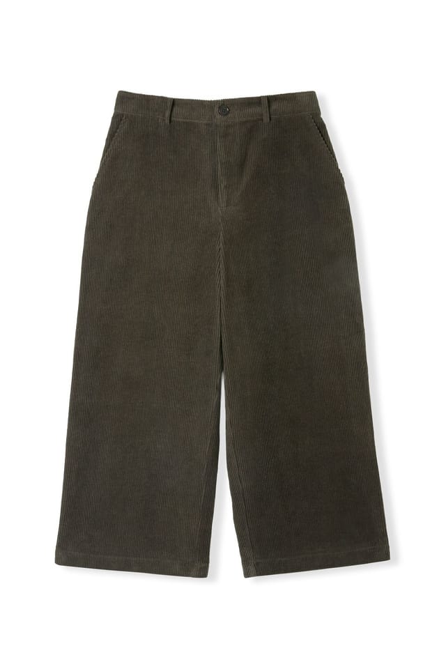 Celtic & Co Celtic & Co Women's Corduroy Crop Culottes in Dark Olive - 2