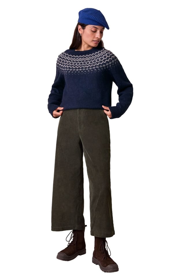 Celtic & Co Celtic & Co Women's Corduroy Crop Culottes in Dark Olive - 3