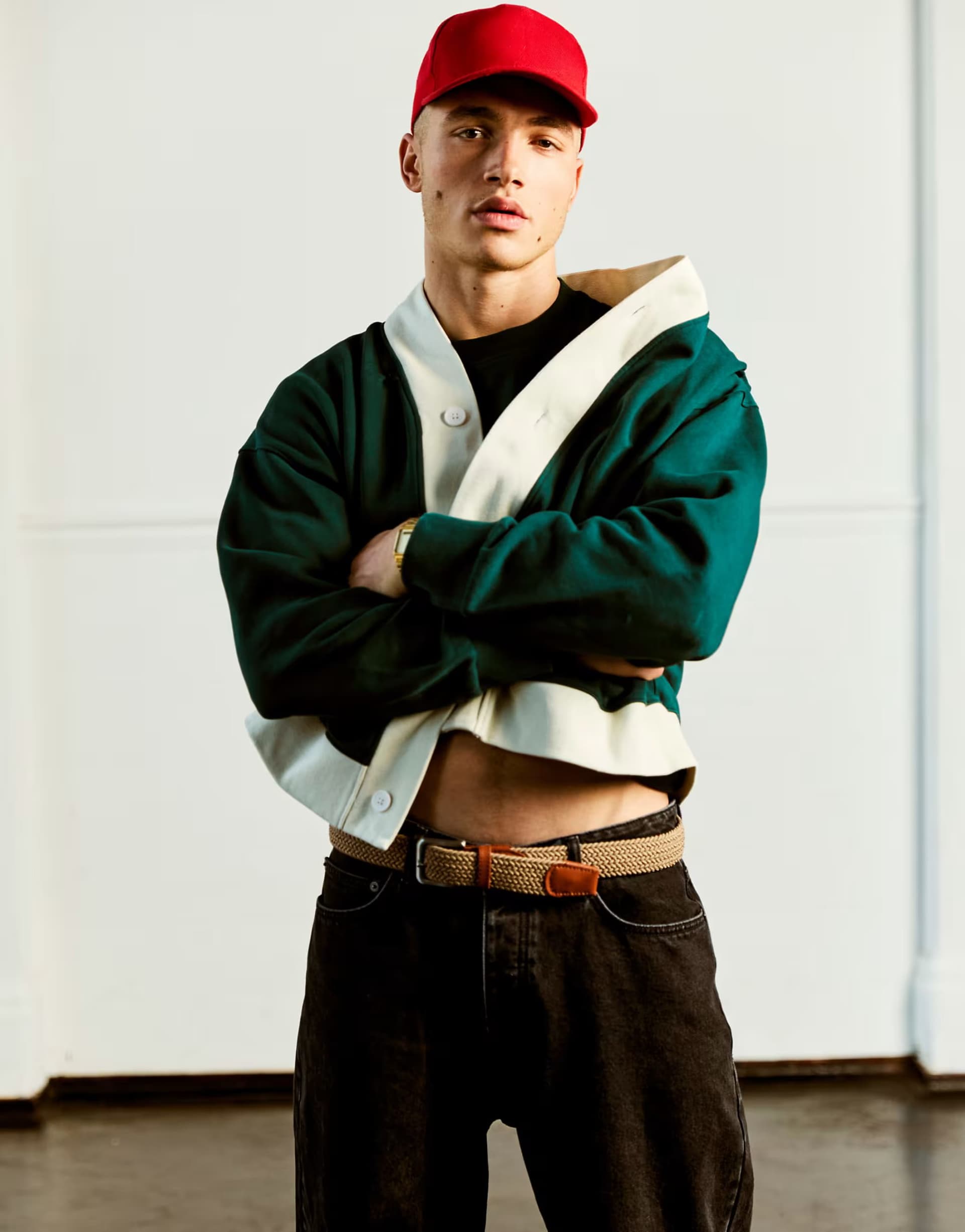 ASOS Topman classic fit retro cardigan in dark green