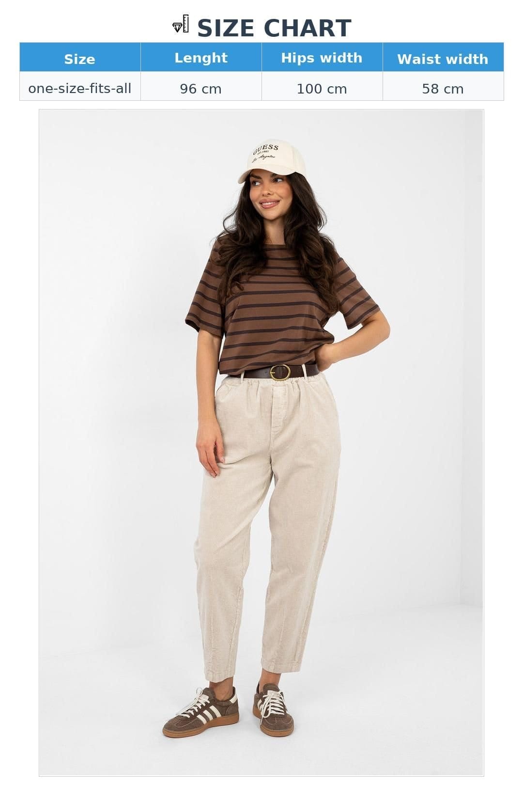 Love Lace Love Lace Women's Corduroy Carrot Trousers High Waist in Beige - 4