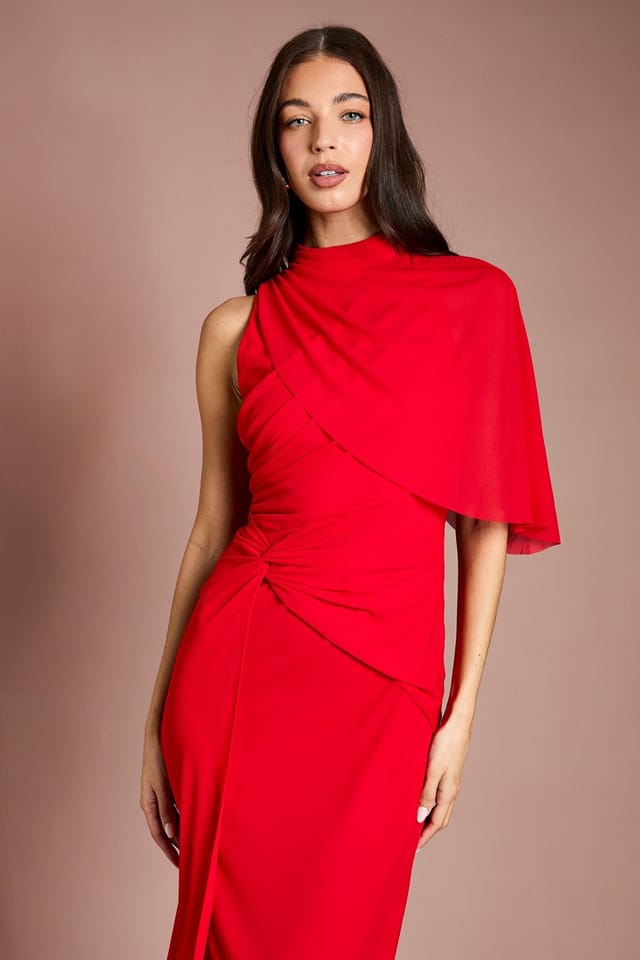 Coast Coast Women's Contour Collective High Neck Drape Jersey Maxi Dress in Red - 2