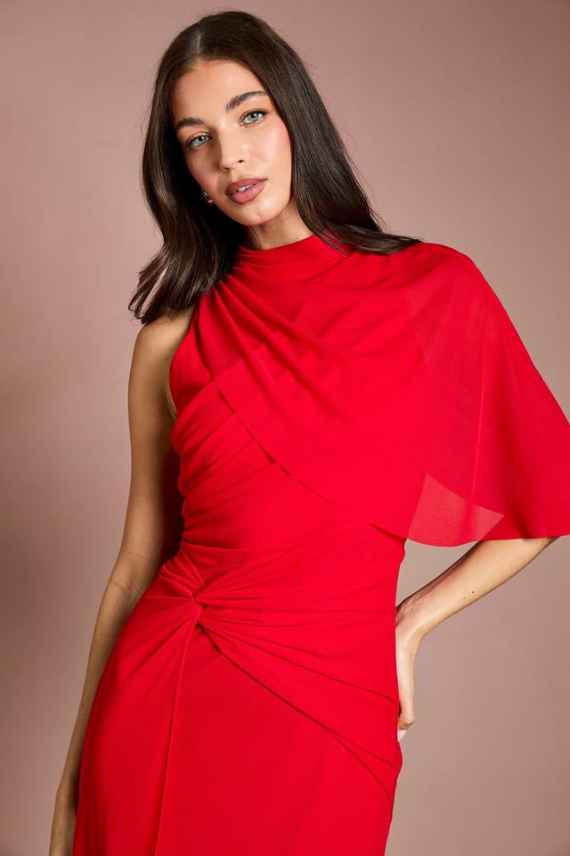 Coast Coast Women's Contour Collective High Neck Drape Jersey Maxi Dress in Red - 3