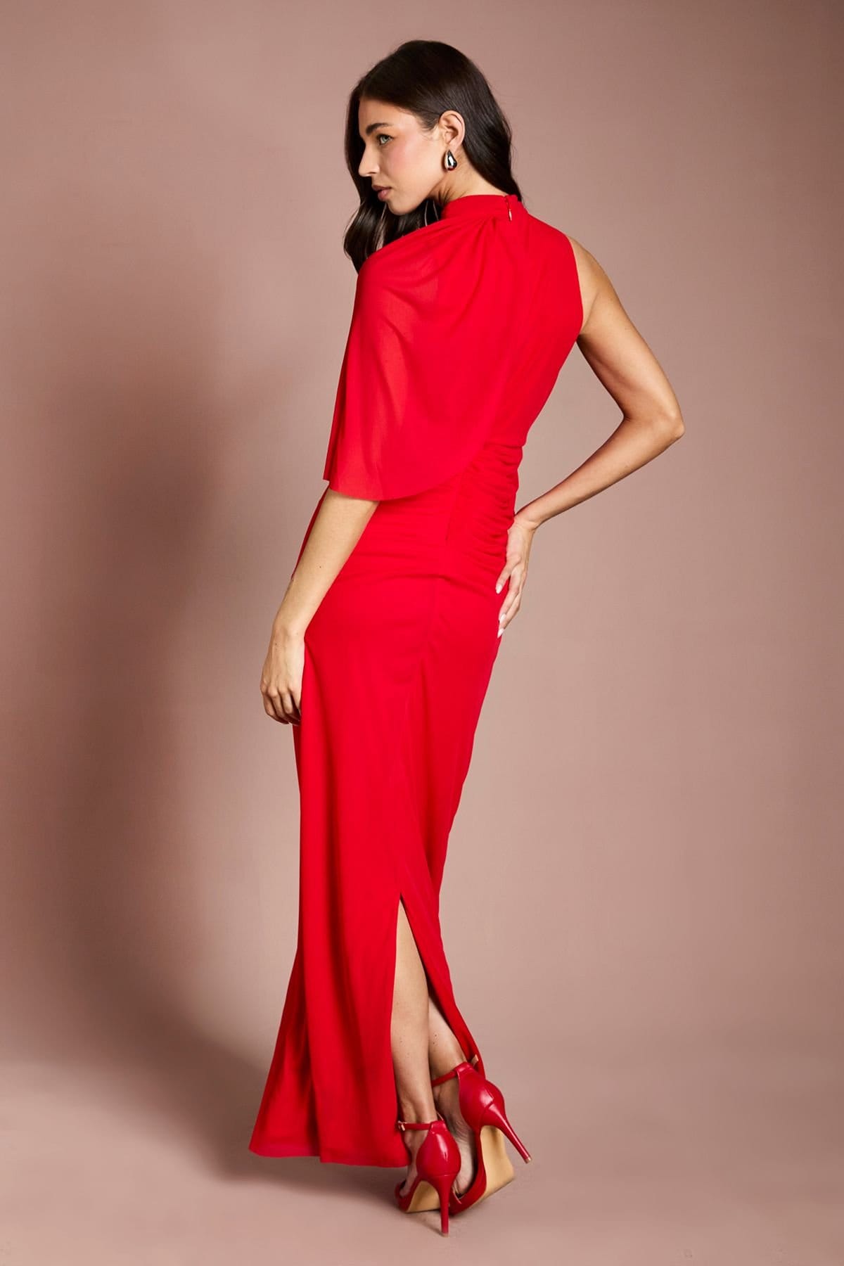 Coast Coast Women's Contour Collective High Neck Drape Jersey Maxi Dress in Red - 4