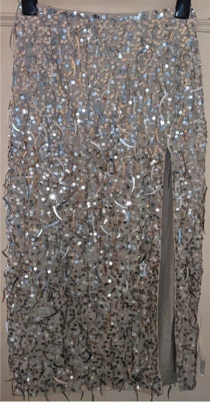 ASOS Asos Sequin Embellished Skirt with Split Size 8