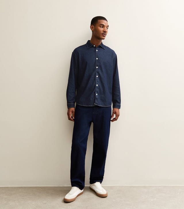 jack & jones Men's Dark Blue Regular Denim Long Sleeve Shirt Jack & Jones New Look - 3