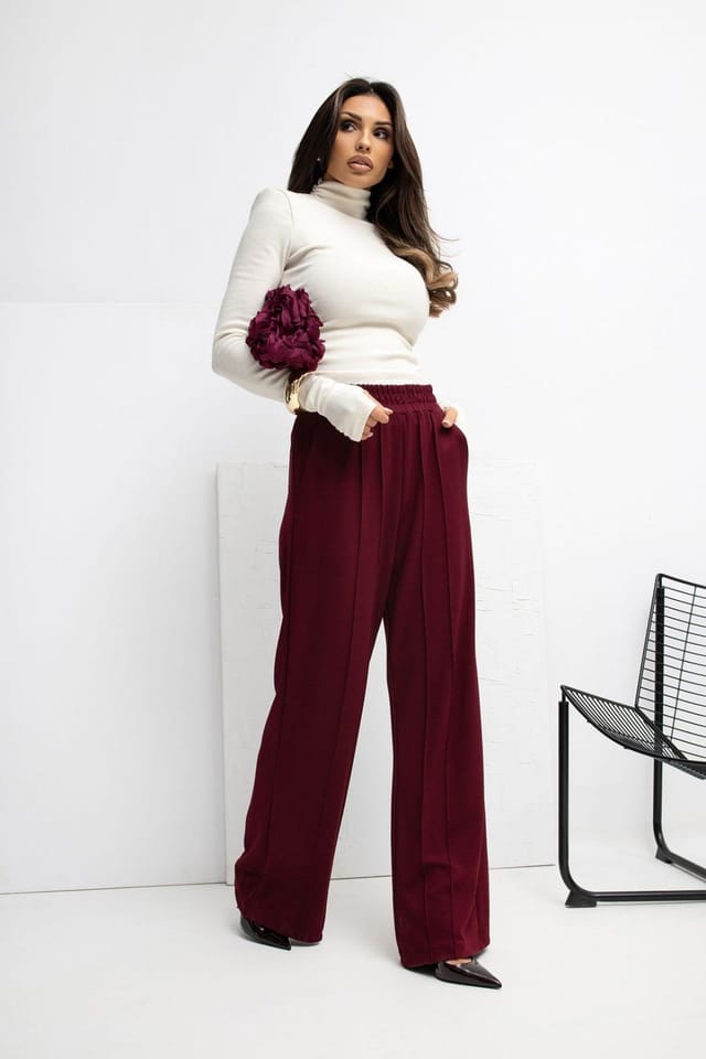 Love Lace Love Lace Women's Buttery Soft Wide Leg Tracksuit Trousers Style 222250 in Red - 2