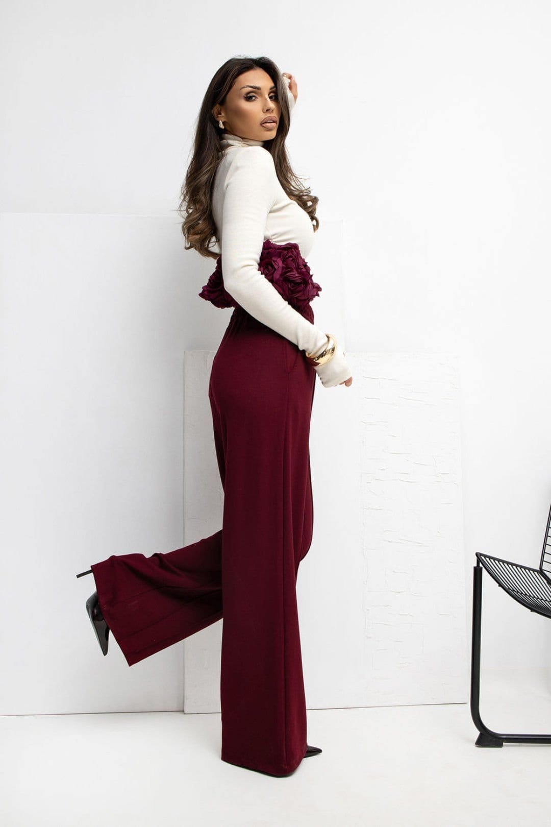 Love Lace Love Lace Women's Buttery Soft Wide Leg Tracksuit Trousers Style 222250 in Red - 4