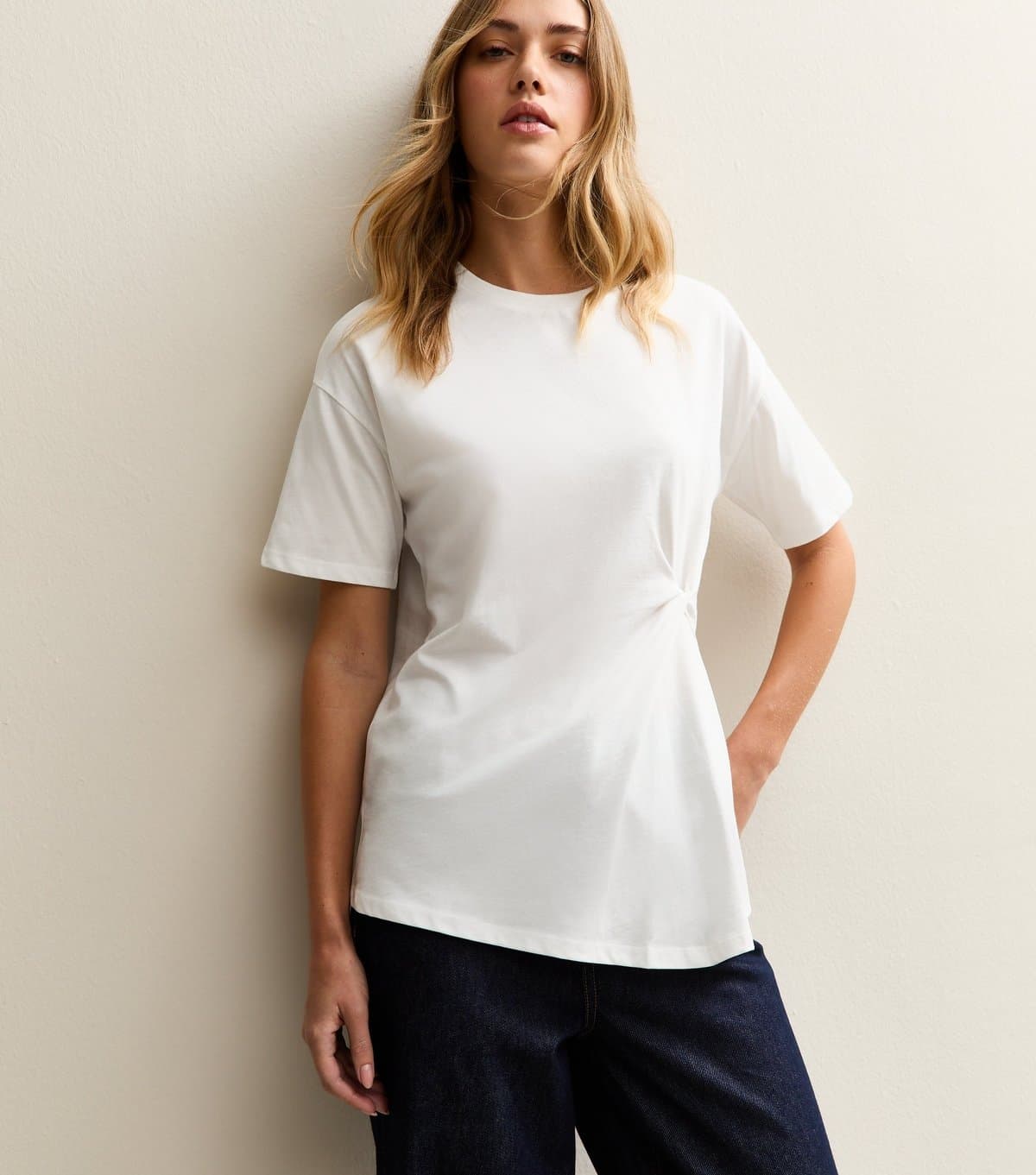 New Look New Look Off White Knot Side Tee