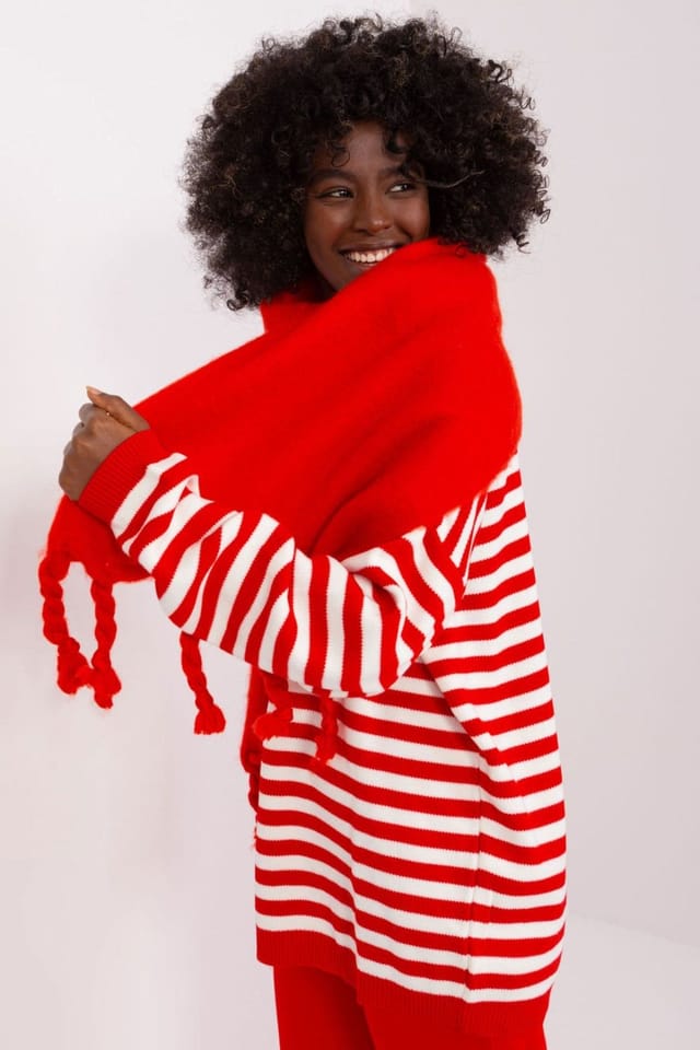 Love Lace Love Lace Women's Long Smooth Polyester Scarf with Tassel Fringe Wrap Shawl in Red - 2
