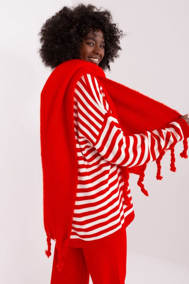 Love Lace Love Lace Women's Long Smooth Polyester Scarf with Tassel Fringe Wrap Shawl in Red - 3