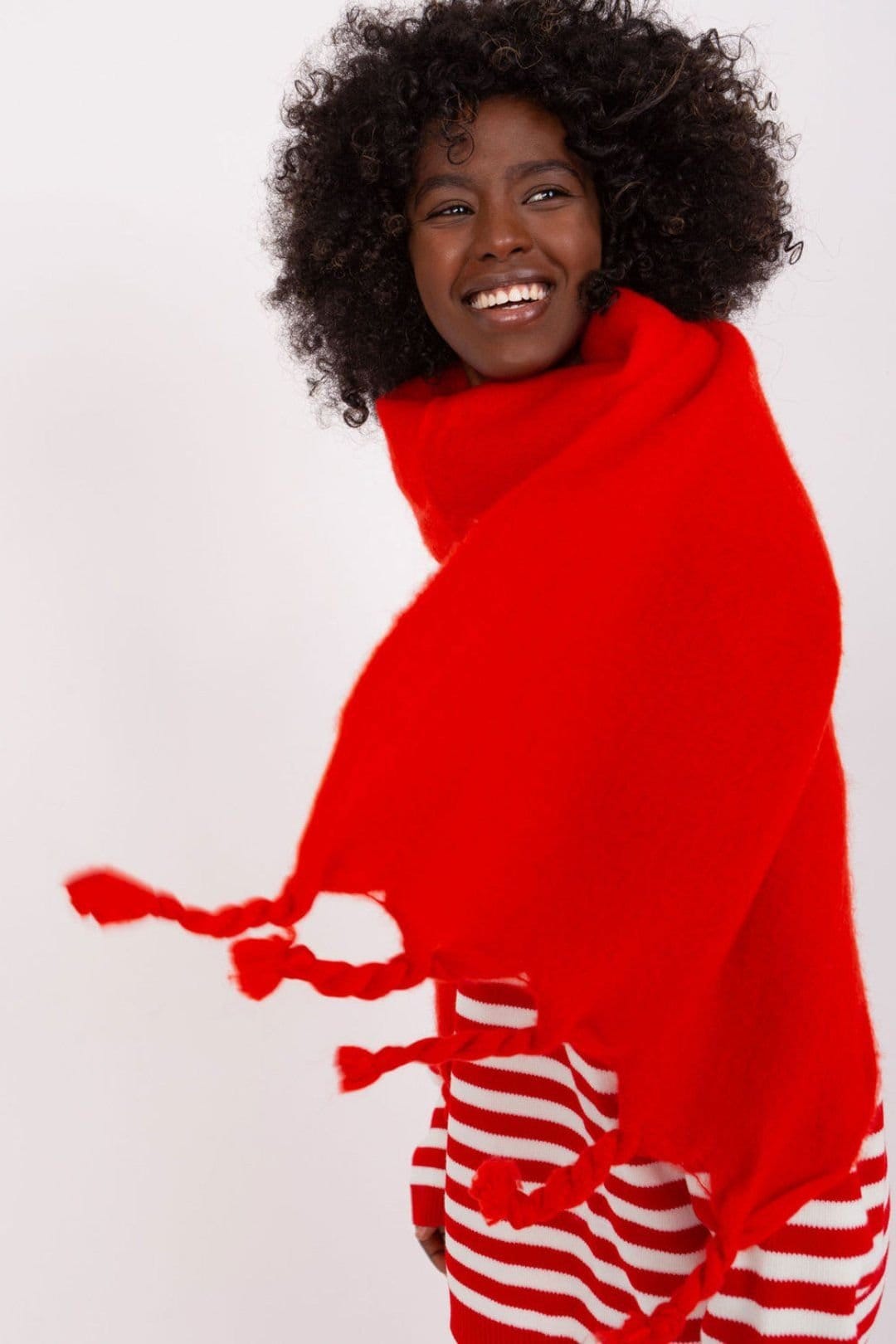Love Lace Love Lace Women's Long Smooth Polyester Scarf with Tassel Fringe Wrap Shawl in Red - 4