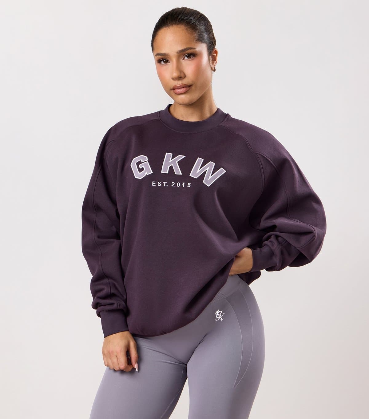 Gym King Women's Dark Purple Appliqué Logo Oversized Sweatshirt Gym King New Look