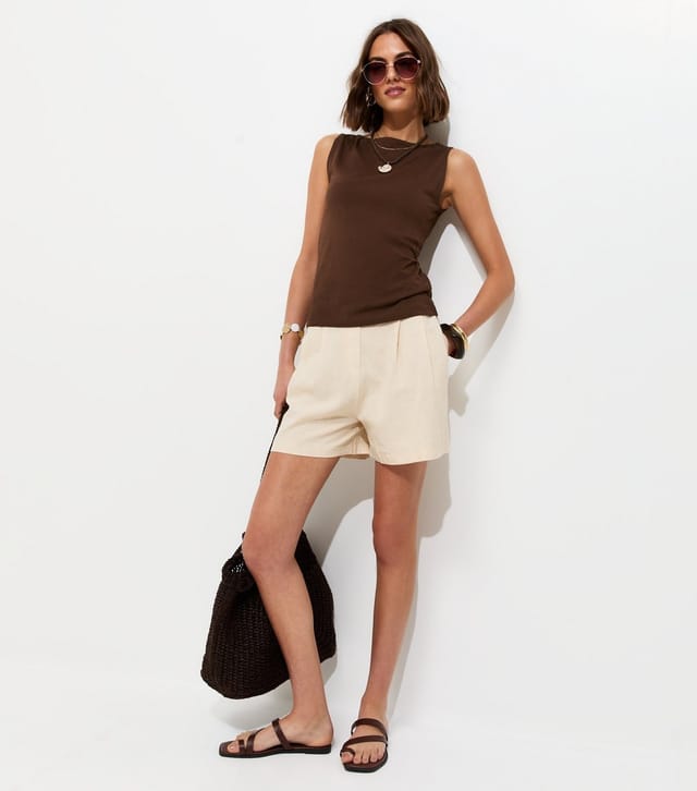 New Look Women's Dark Brown Cotton Rich Slash Neck Vest New Look - 3