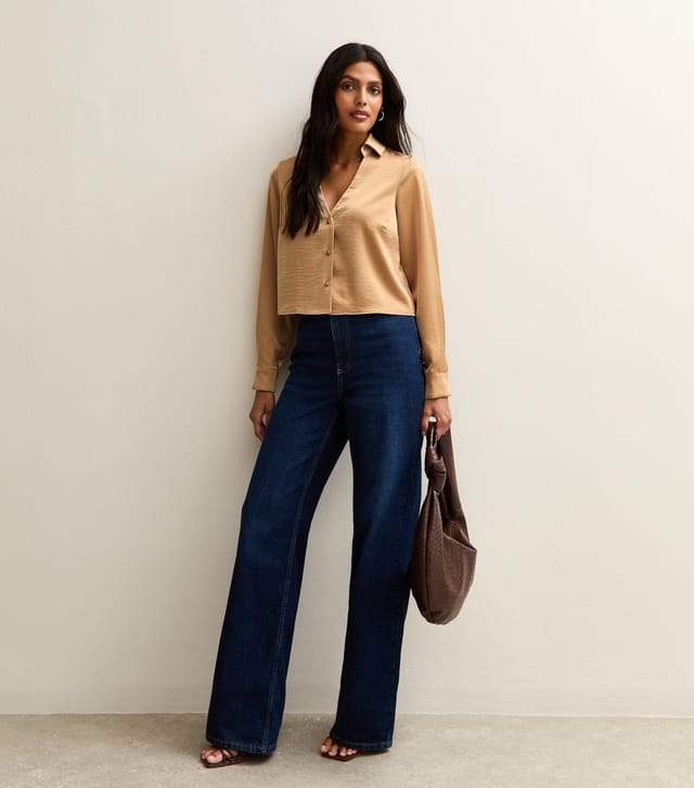 New Look Women's Camel Satin Crop Shirt New Look - 3