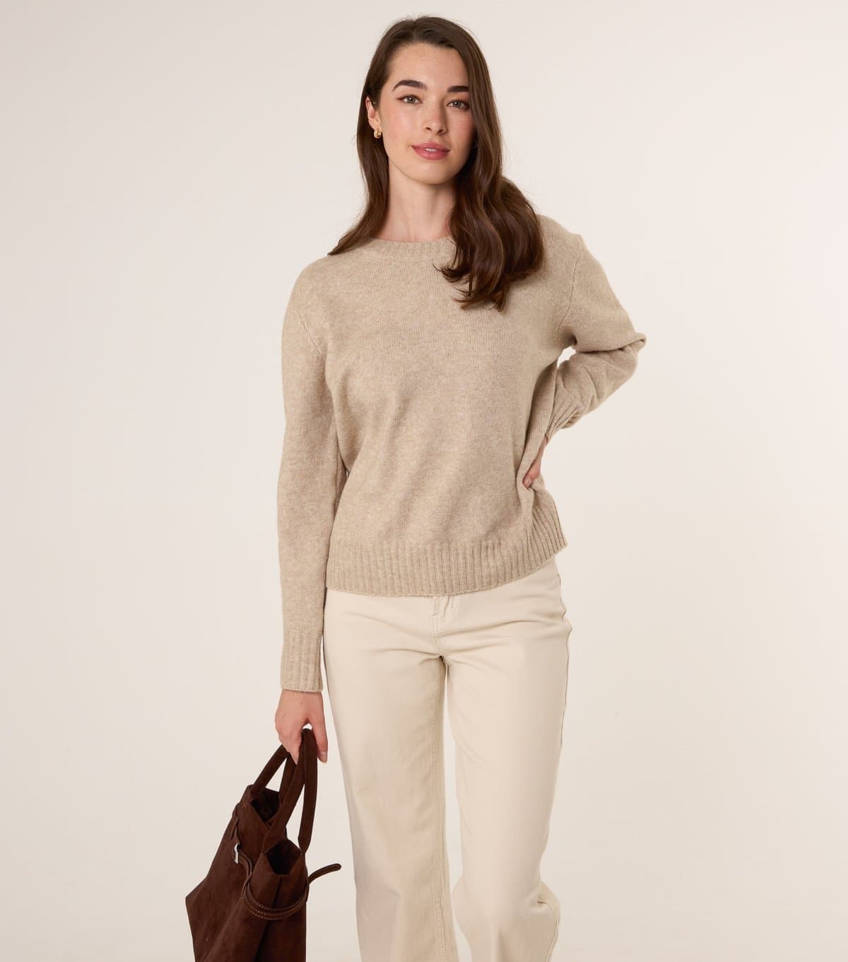 Blue Vanilla Women's Oatmeal Slit Tie Back Jumper Blue Vanilla New Look