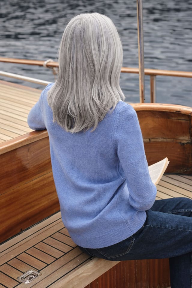WoolOvers WoolOvers Women's 100% Wool Polo Neck Jumper in Blue - 3