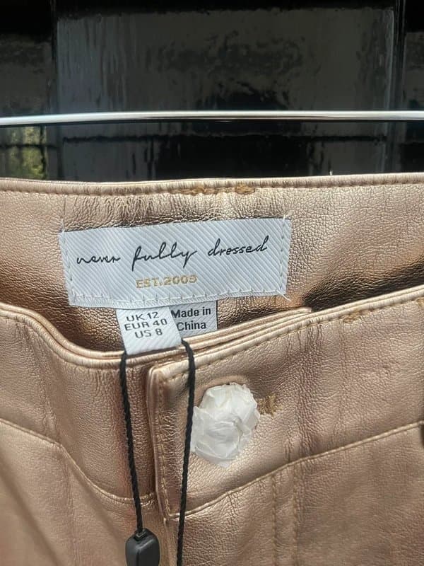 Never Fully Dressed NFD Vegan Gold Leather trousers 12