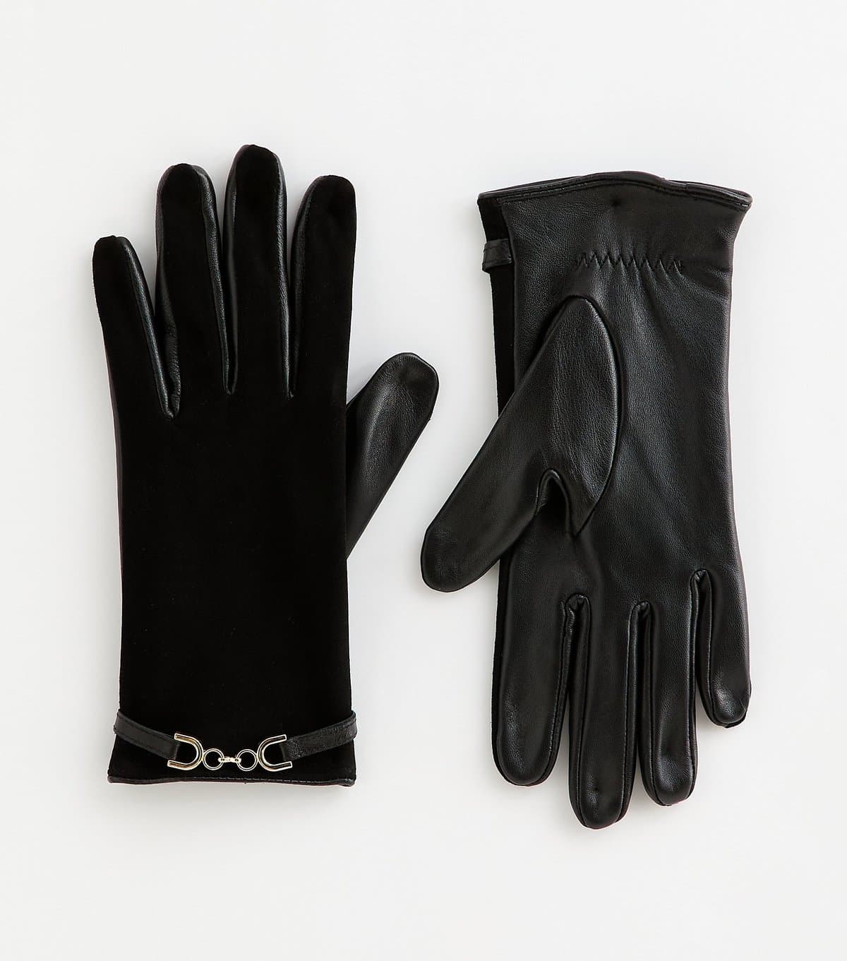New Look New Look Black Leather Buckle Gloves