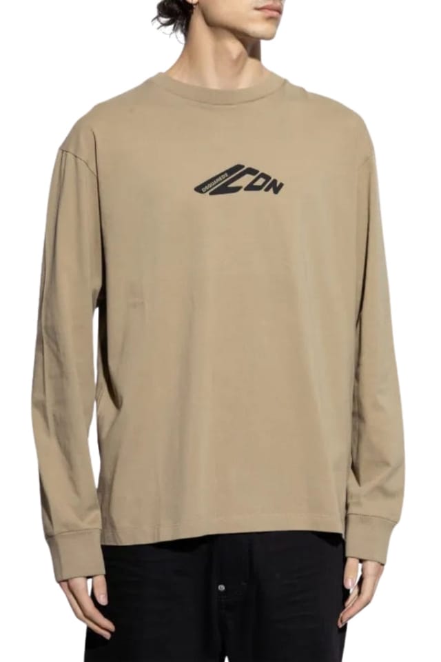 Dsquared2 Dsquared2 Men's Long Sleeve Round T-shirt in Stone - 3
