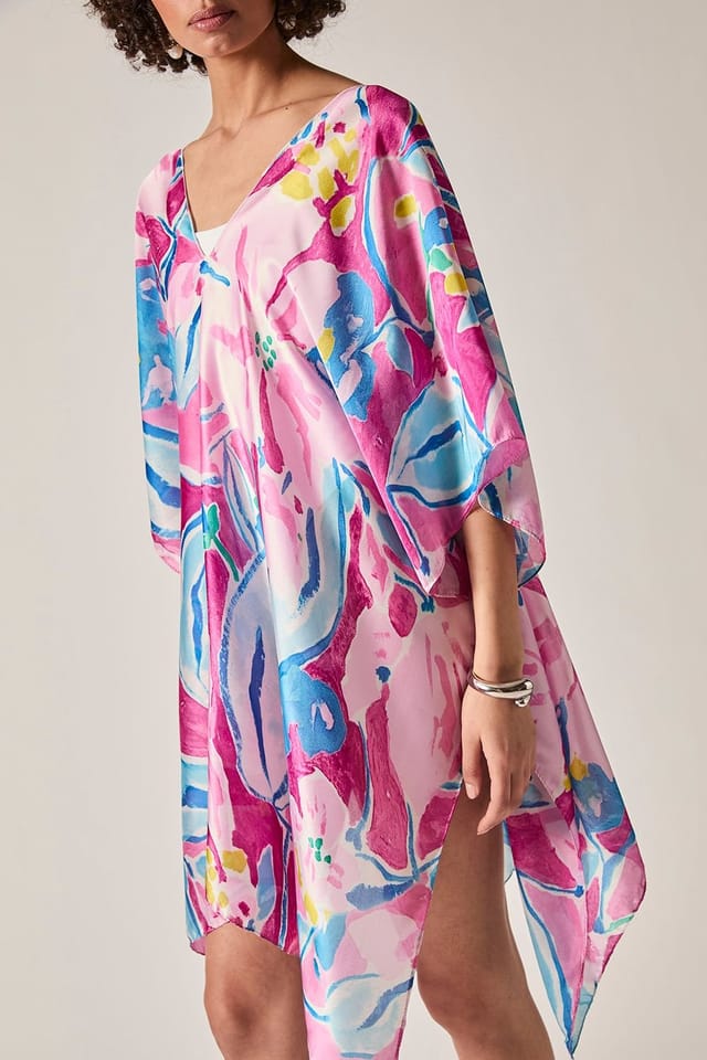 James Lakeland James Lakeland Women's Pink Abstract Floral Kaftan - 3