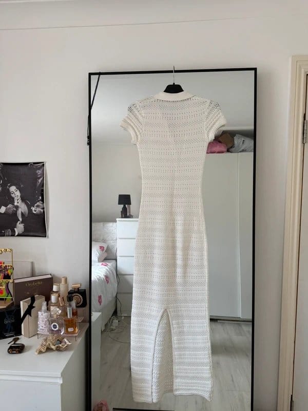 Bershka Cream Crochet Knit Jumpsuit