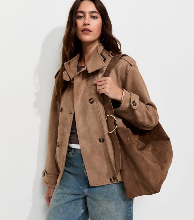 New Look Camel Faux Suede Ring Detail Hobo Shoulder Bag New Look - 2