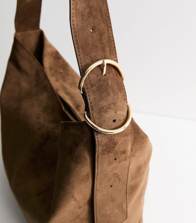 New Look Camel Faux Suede Ring Detail Hobo Shoulder Bag New Look - 3