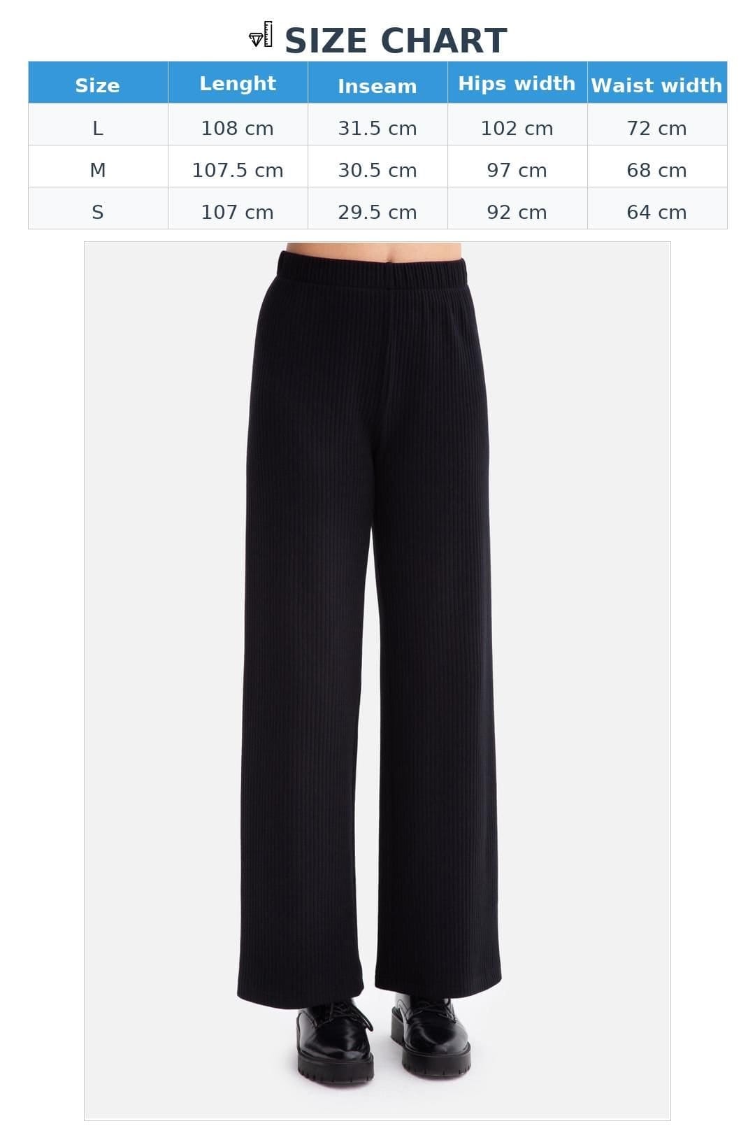 Love Lace Love Lace Women's Ribbed Knit Trousers Elastic Waist Mid Rise in Black - 4