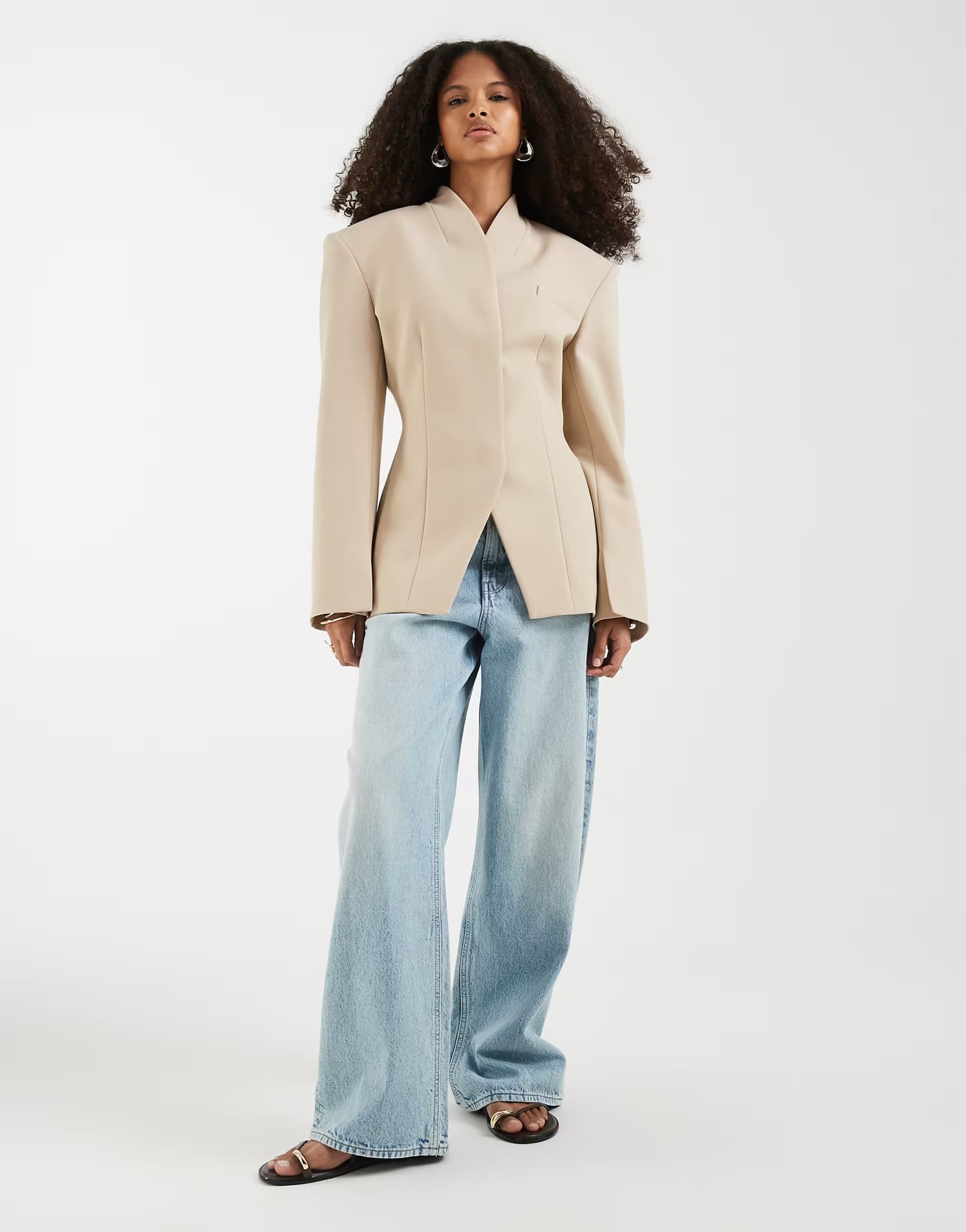 ASOS ASOS DESIGN high wrap blazer in beige