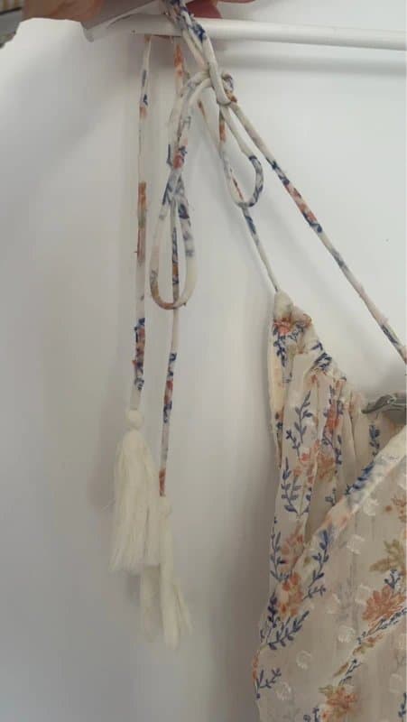 ASOS ASOS floral tie-strap wide leg jumpsuit – Size 10 – cream embroidered summer beach cover up