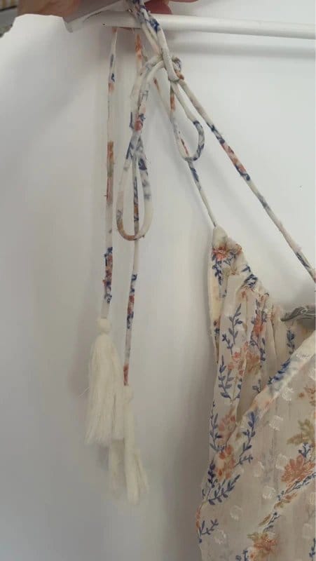 ASOS Cream Floral Jumpsuit with Tassel Straps – Size 10