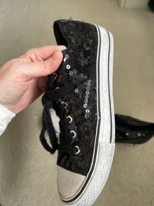 New Look Black sequin lace up sneakers, New Look, size 8